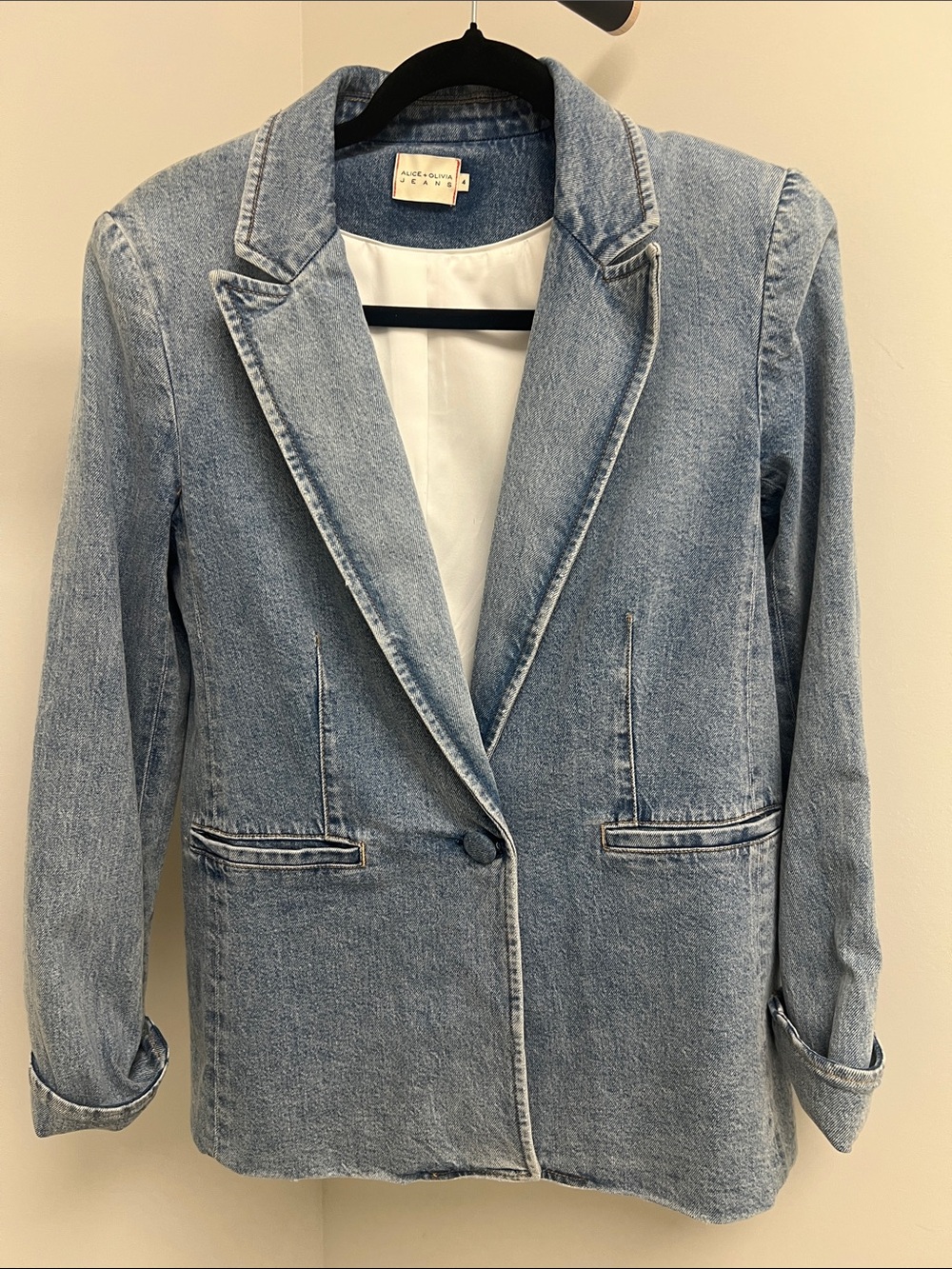 Alice + Olivia Light Blue Denim Blazer